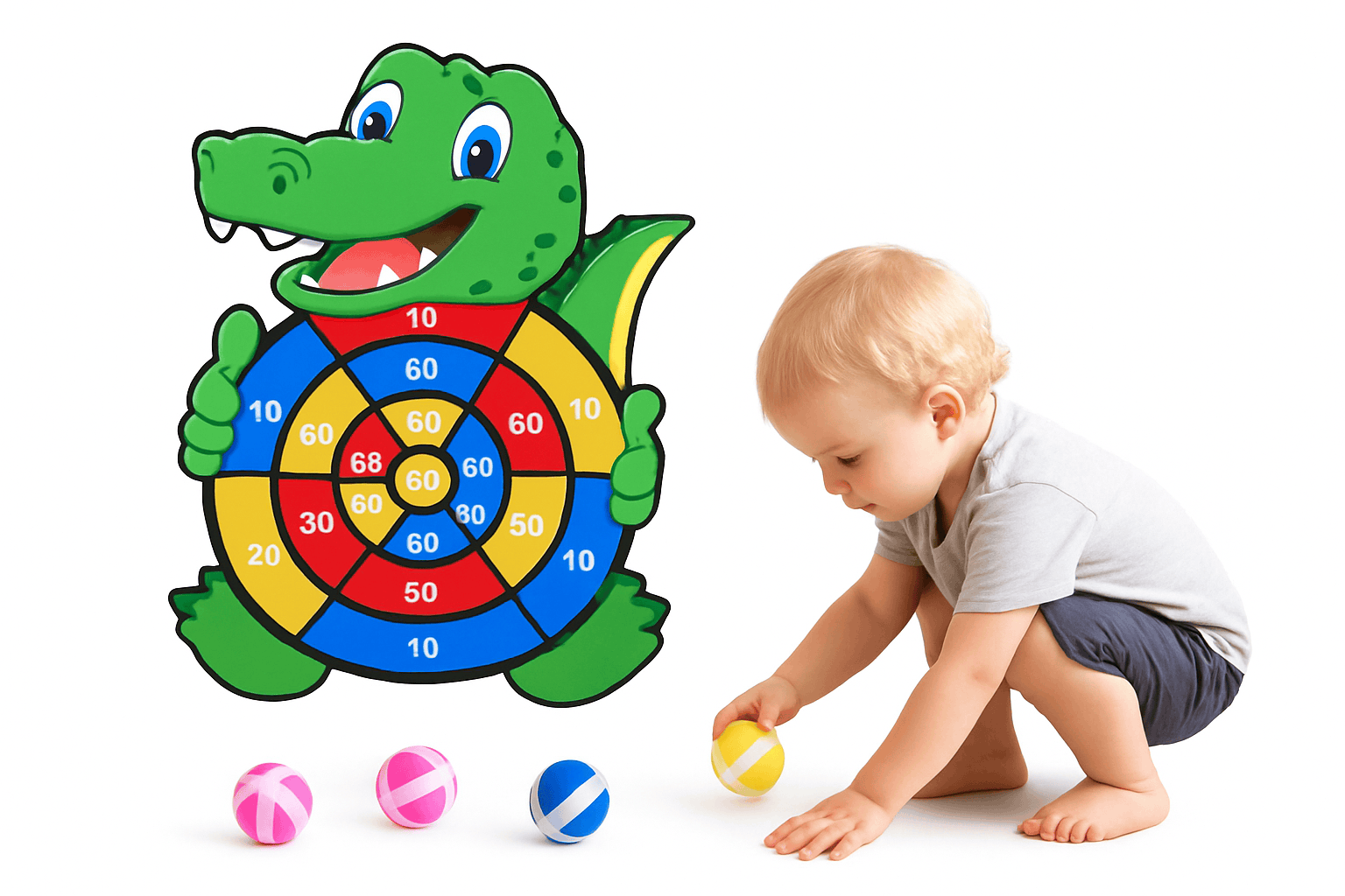 Montessori Dart Board Game for Kids, Soft Indoor Target Play-Elephants