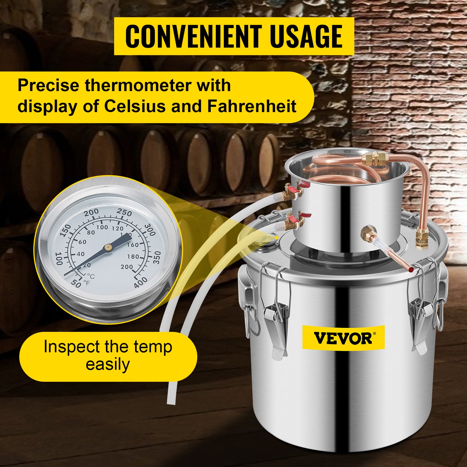 SucceBuy machine distillatrice d’alcool 20L-70L, équipement de brassage de bière, kit d’appareils DIY pour vin, moonshine, distributeur, appareil domestique