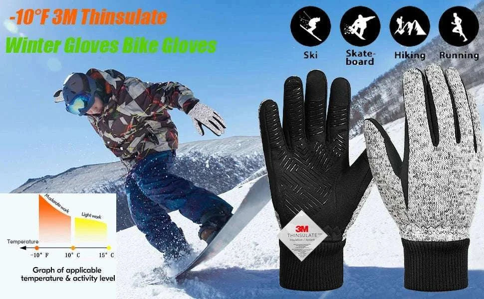 MOREOK Winter Warm Gloves with Touchscreen Grip-Black / L