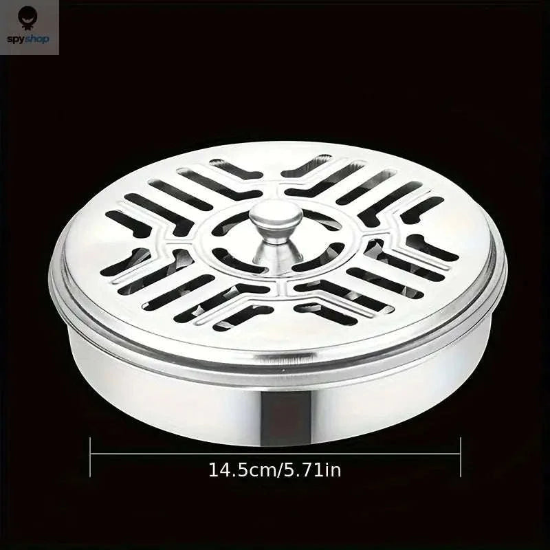 Mosquito Coil Holder Tray with Lid for Home & Outdoor-Silver
