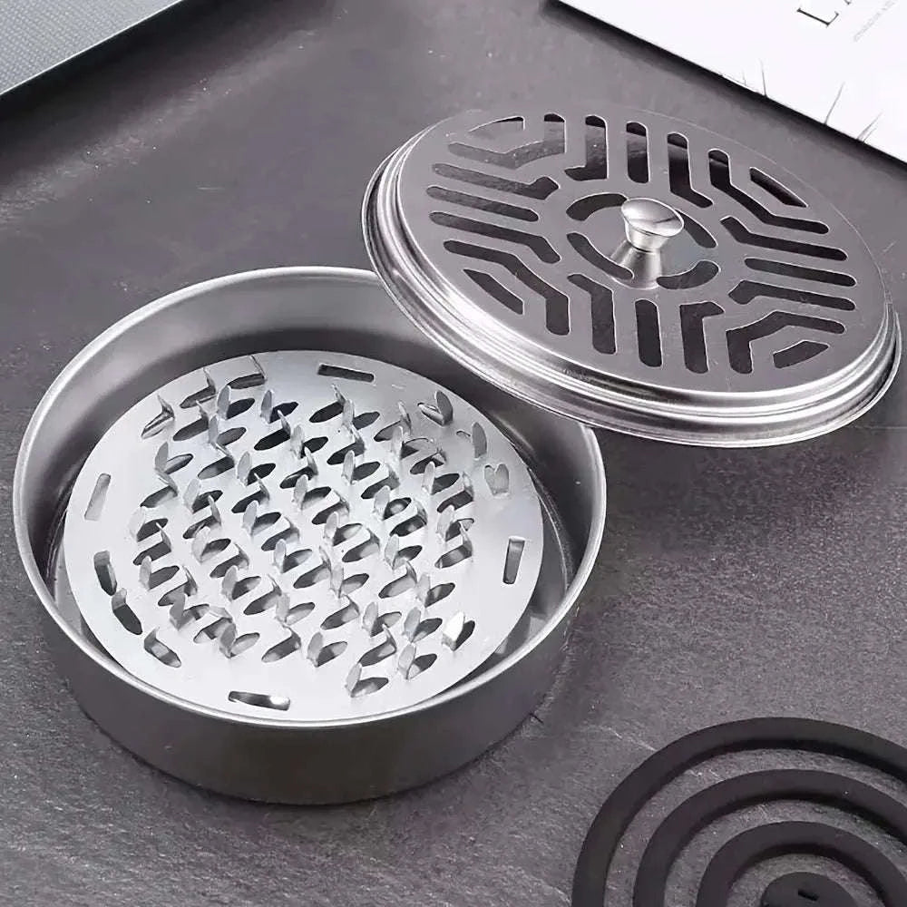 Mosquito Coil Holder Tray with Lid for Home & Outdoor-Silver
