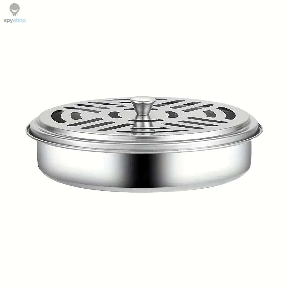 Mosquito Coil Holder Tray with Lid for Home & Outdoor-Silver