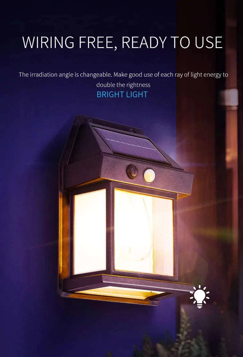 Motion Sensor Solar Tungsten Night Lamp for Outdoor Spaces-DK888(Black)
