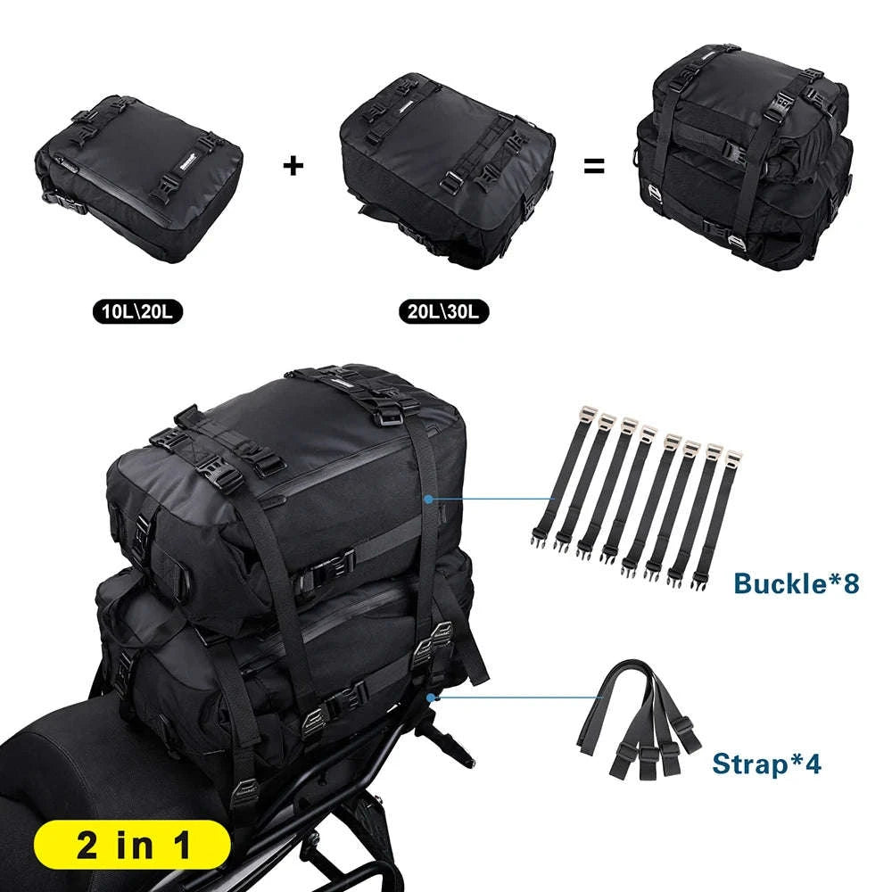 Motorcycle Back Seat Waterproof Bag 10L / 20L / 30L Travel Storage-Yellow 10L / China Mainland