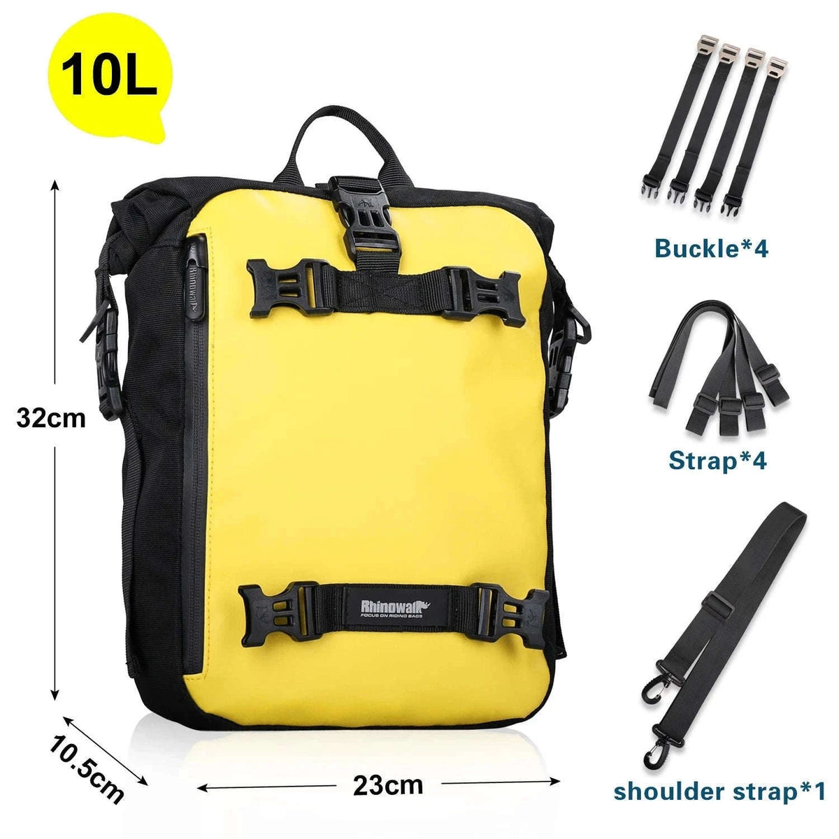 Motorcycle Back Seat Waterproof Bag 10L / 20L / 30L Travel Storage-Yellow 10L / China Mainland