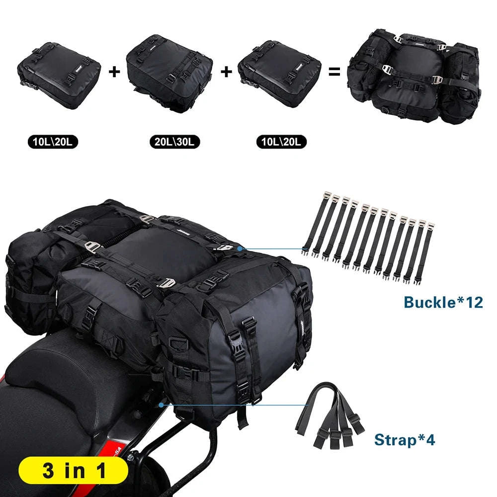 Motorcycle Back Seat Waterproof Bag 10L / 20L / 30L Travel Storage-Yellow 10L / China Mainland