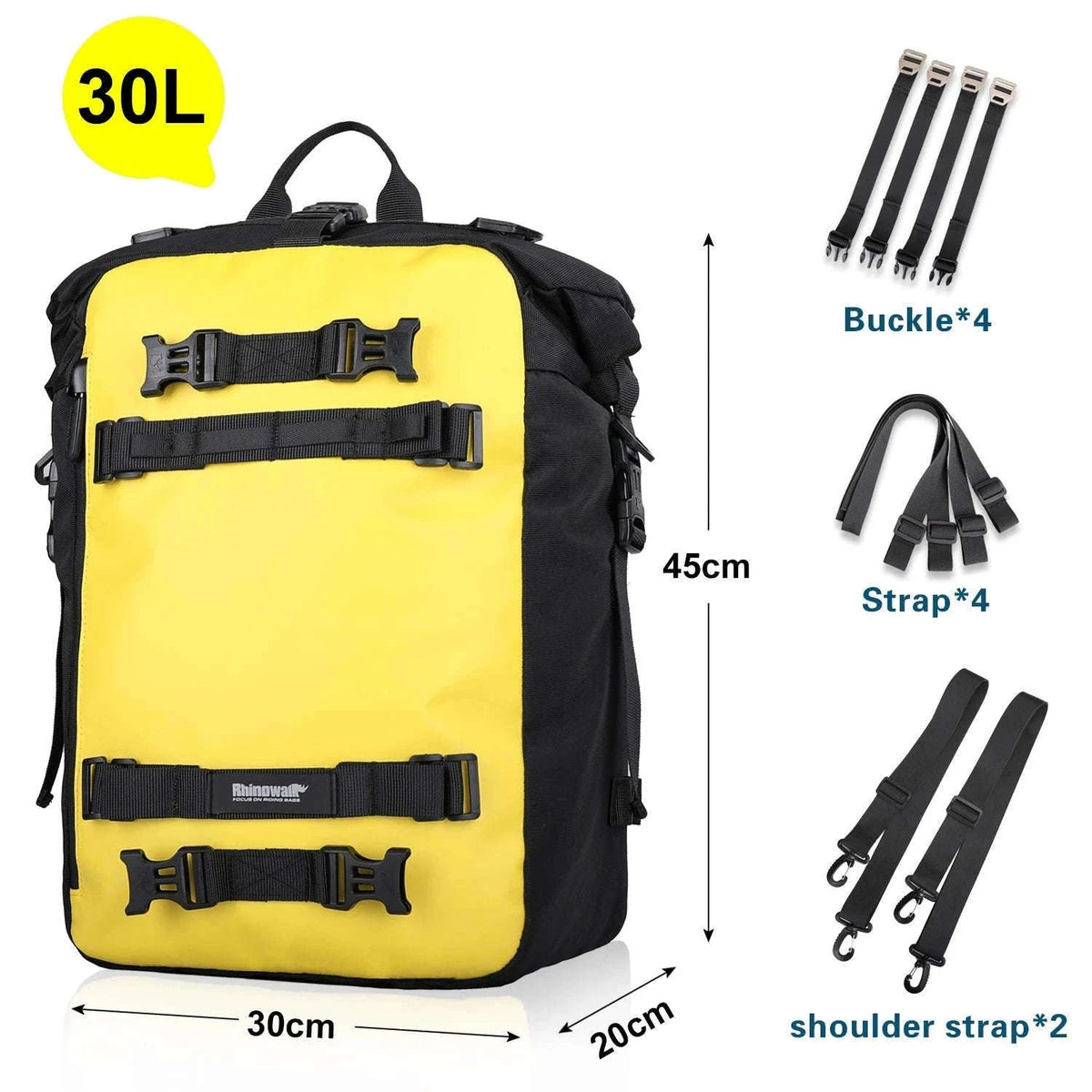 Motorcycle Back Seat Waterproof Bag 10L / 20L / 30L Travel Storage-Yellow 10L / China Mainland