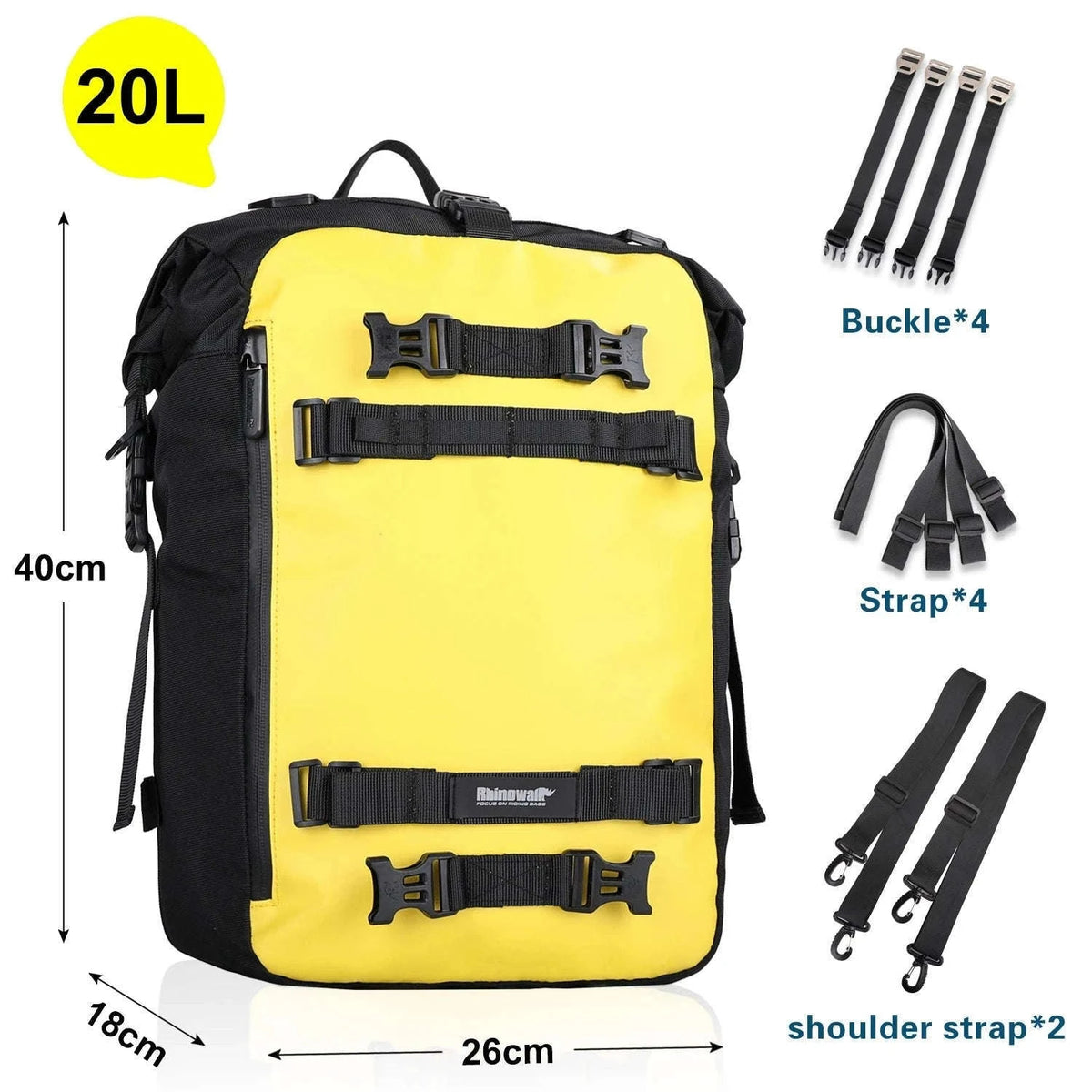 Motorcycle Back Seat Waterproof Bag 10L / 20L / 30L Travel Storage-Yellow 10L / China Mainland