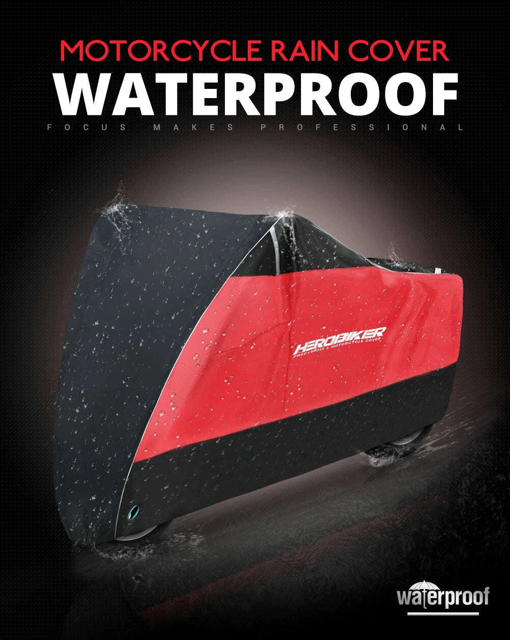 Motorcycle Cover Waterproof All‑Season Protection-L for 1801mm-2000mm / MCZ001 Red
