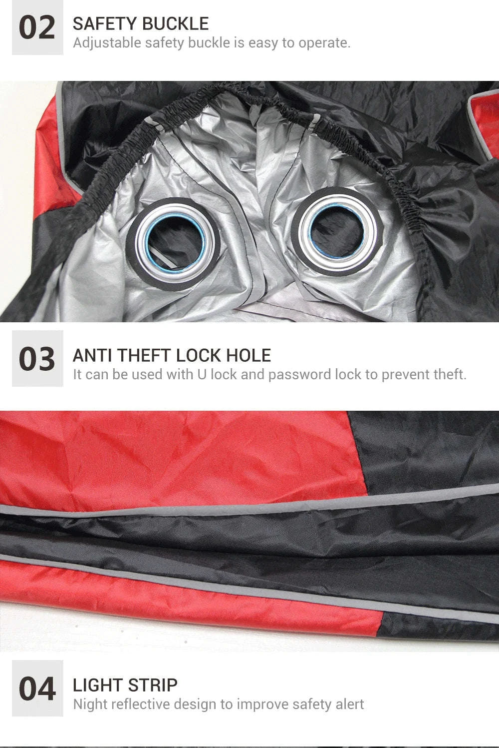 Motorcycle Cover Waterproof All‑Season Protection-L for 1801mm-2000mm / MCZ001 Red