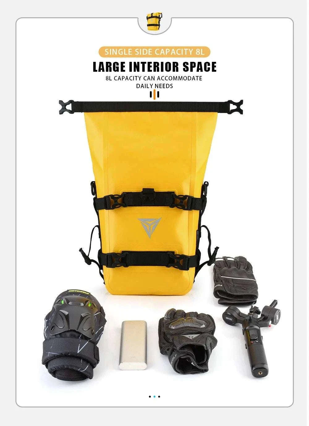 Motorcycle Crash Bar Waterproof Storage Bag for GS, ADV & More-2x no logo yellow