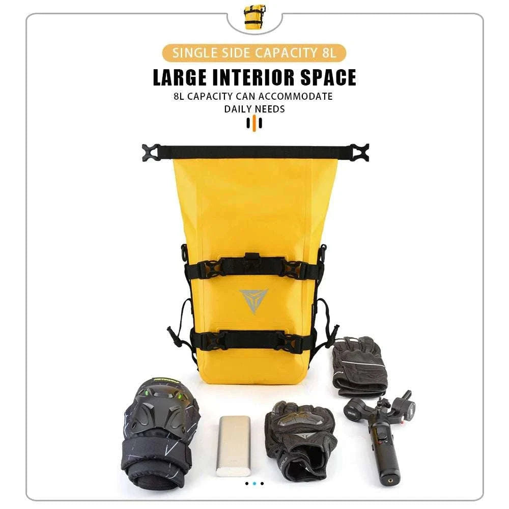 Motorcycle Crash Bar Waterproof Storage Bag for GS, ADV & More-2x no logo yellow