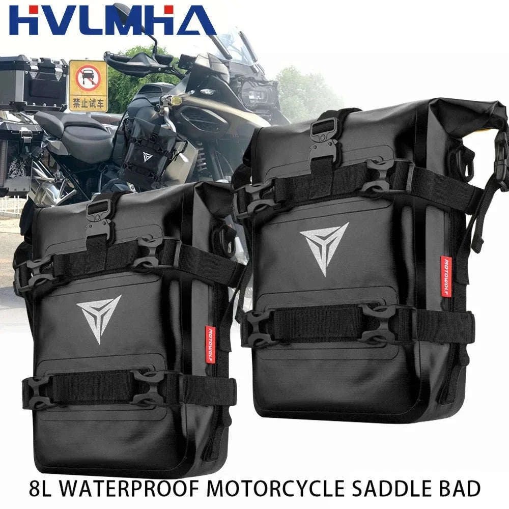 Motorcycle Crash Bar Waterproof Tool Bag 8L for BMW GS & Honda-logo black 2pc