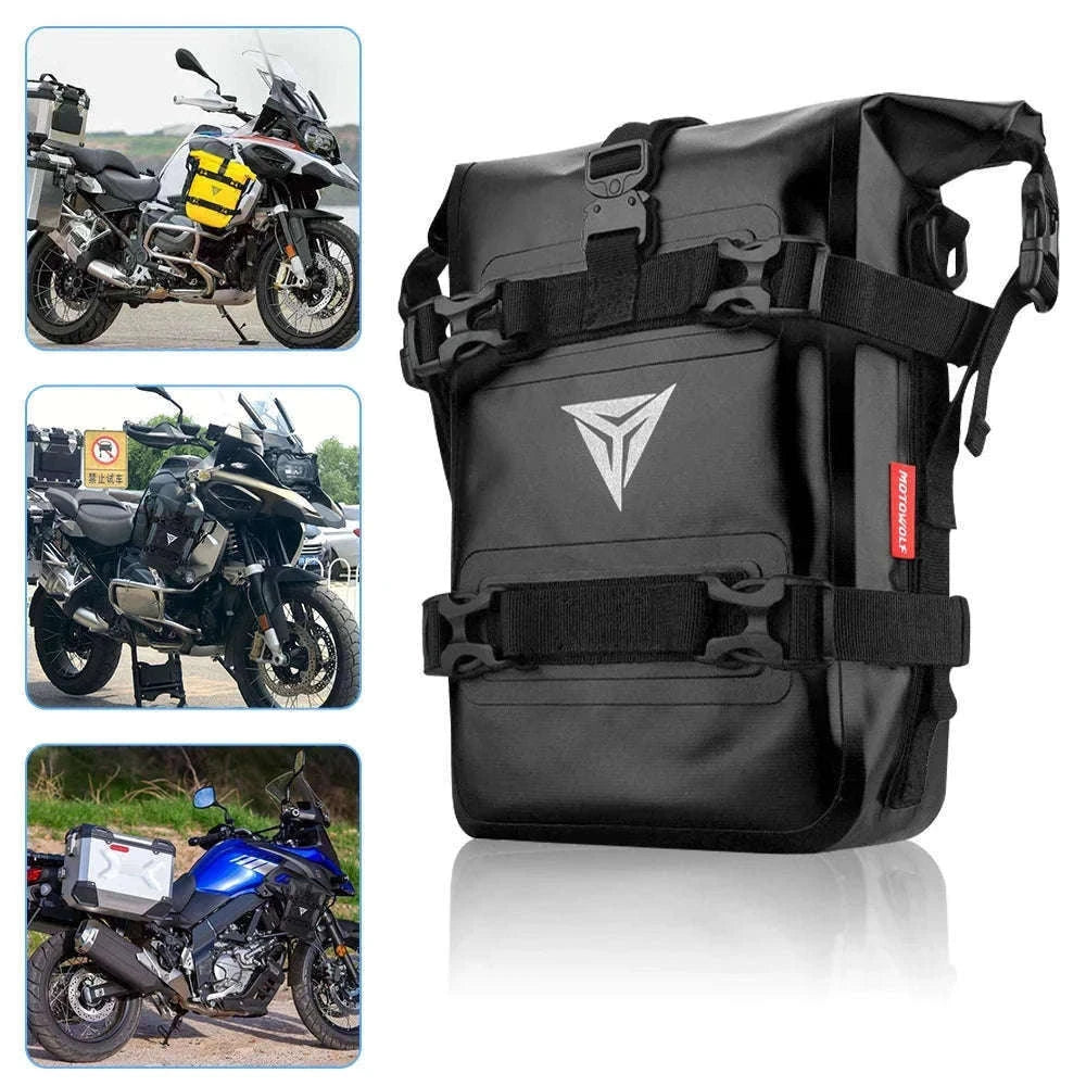 Motorcycle Crash Bar Waterproof Tool Bag 8L for BMW GS & Honda-logo black 2pc