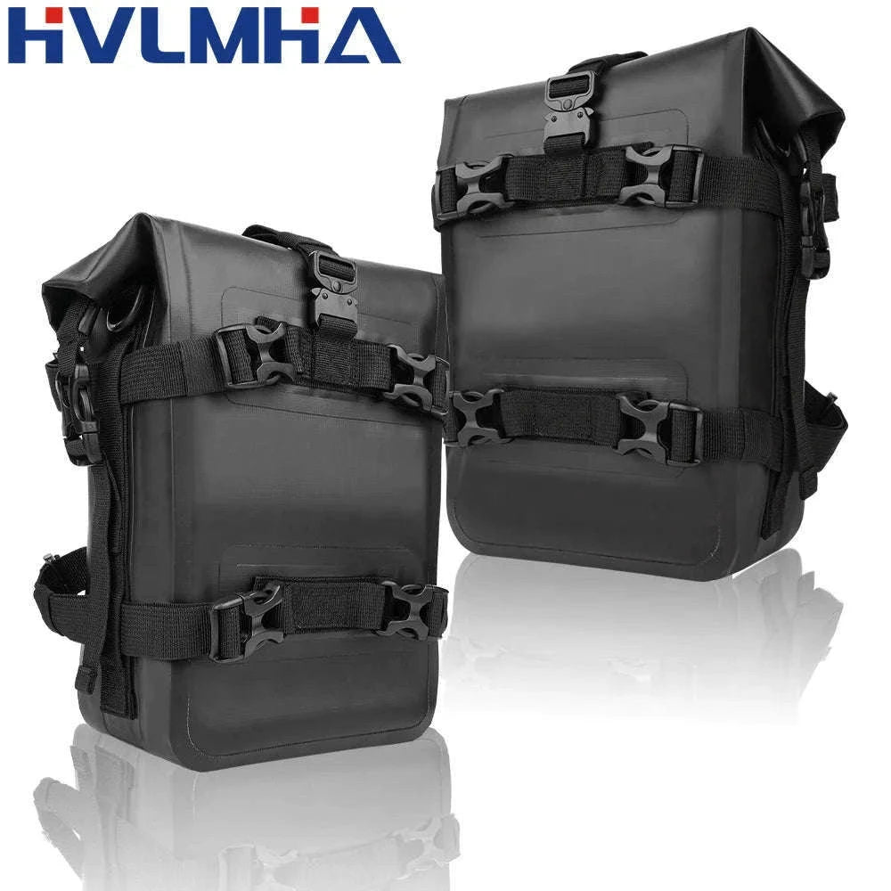 Motorcycle Crash Bar Waterproof Tool Bag 8L for BMW GS & Honda-logo black 2pc