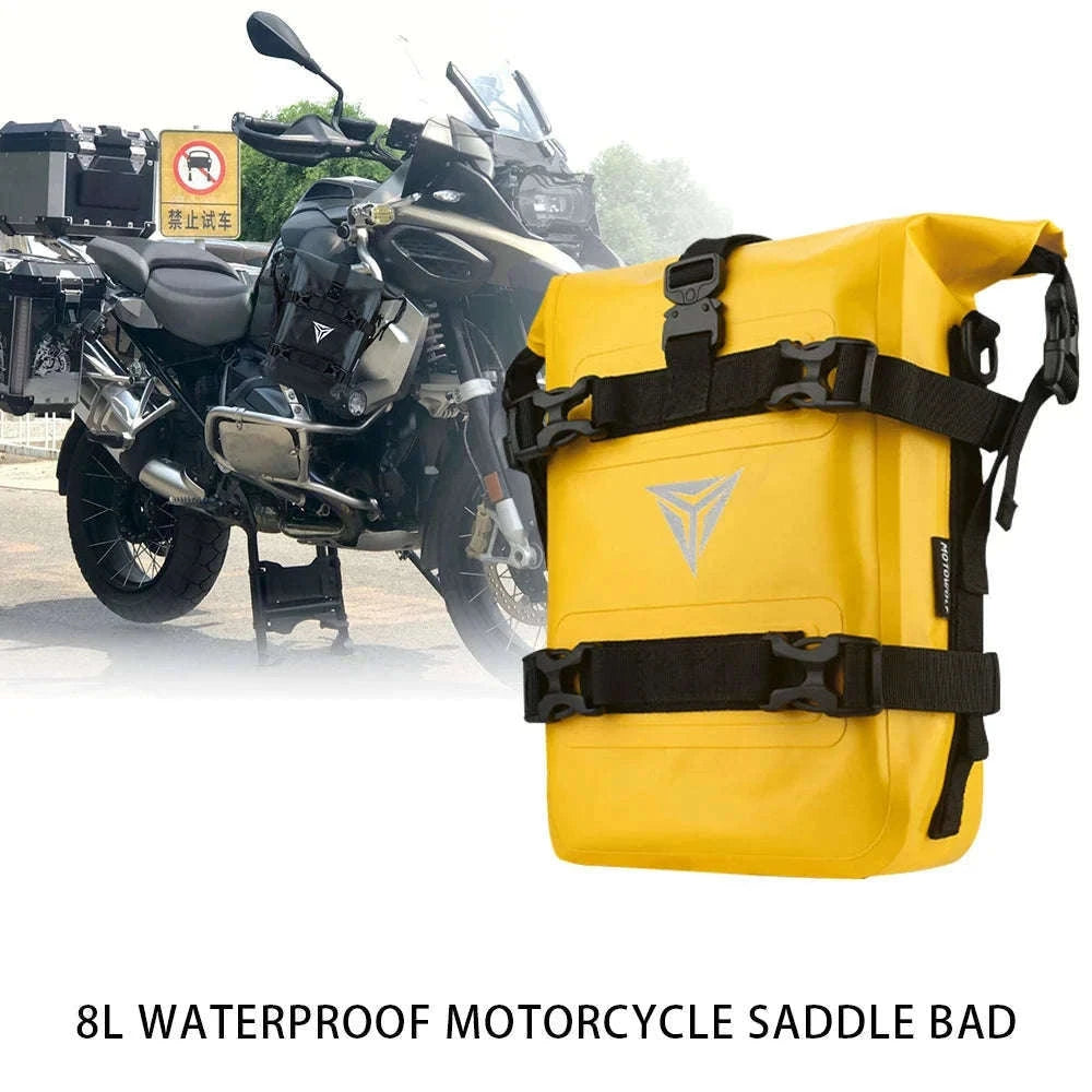 Motorcycle Crash Bar Waterproof Tool Bag 8L for BMW GS & Honda-logo black 2pc