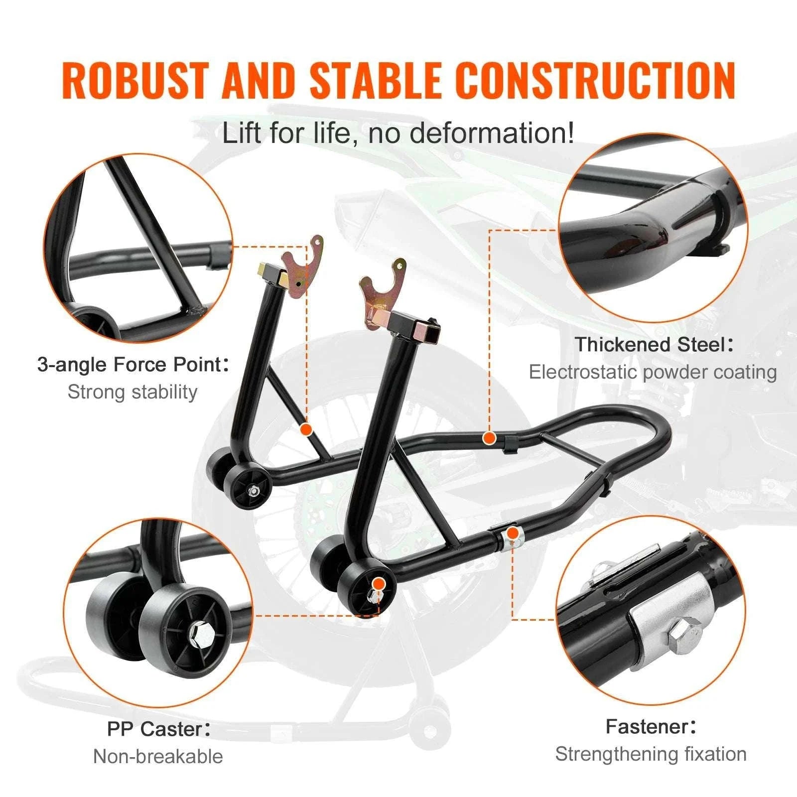 Motorcycle Front & Rear Stand Lift 850lb Heavy Duty Combo-Rear Wheel / GERMANY
