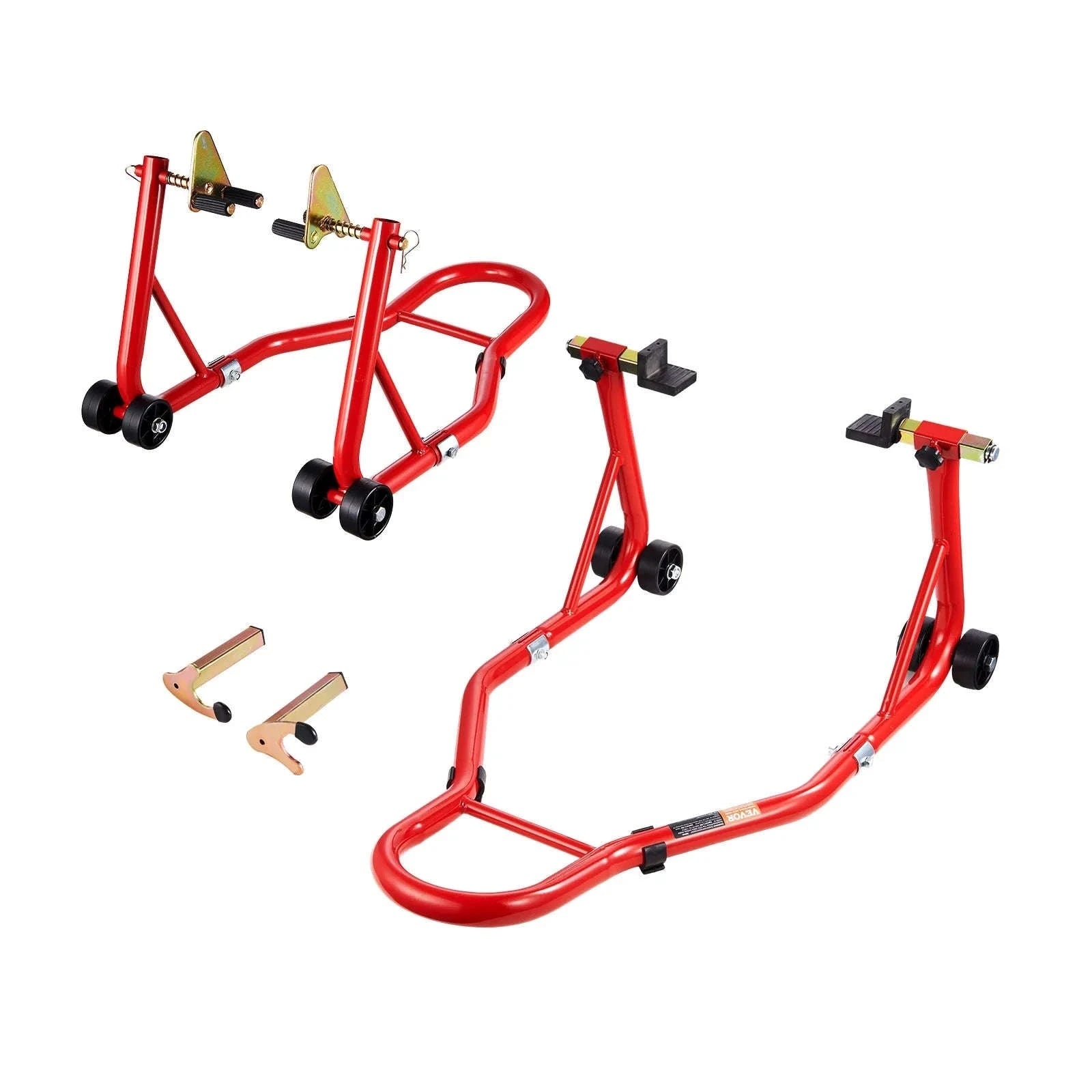 Motorcycle Front & Rear Stand Lift Combo 850lbs Adjustable-RED U L Type / CZECH REPUBLIC