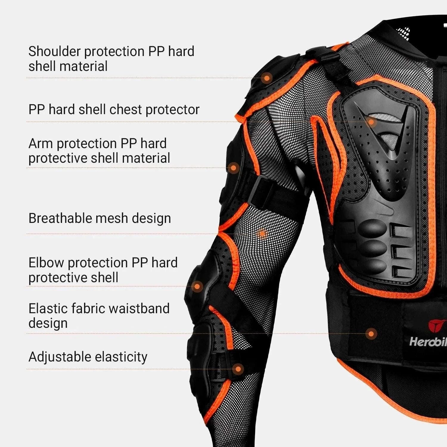 Motorcycle Full Body Armor Jacket with Spine Chest Protection-MC1001-Black / M
