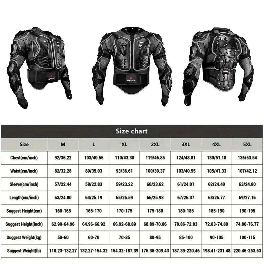 Motorcycle Full Body Armor Jacket with Spine Chest Protection-MC1001-Black / M