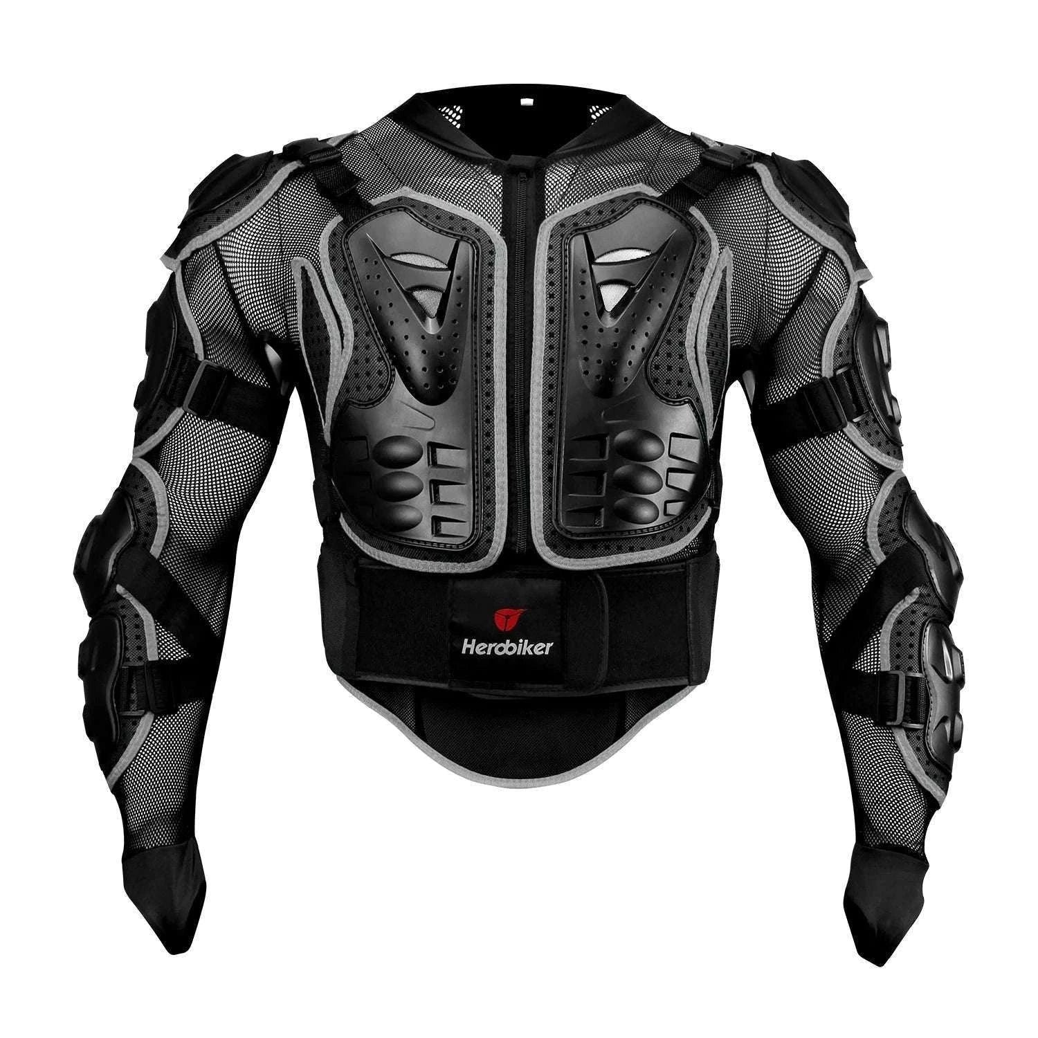 Motorcycle Full Body Armor Jacket with Spine Chest Protection-MC1001-Black / M