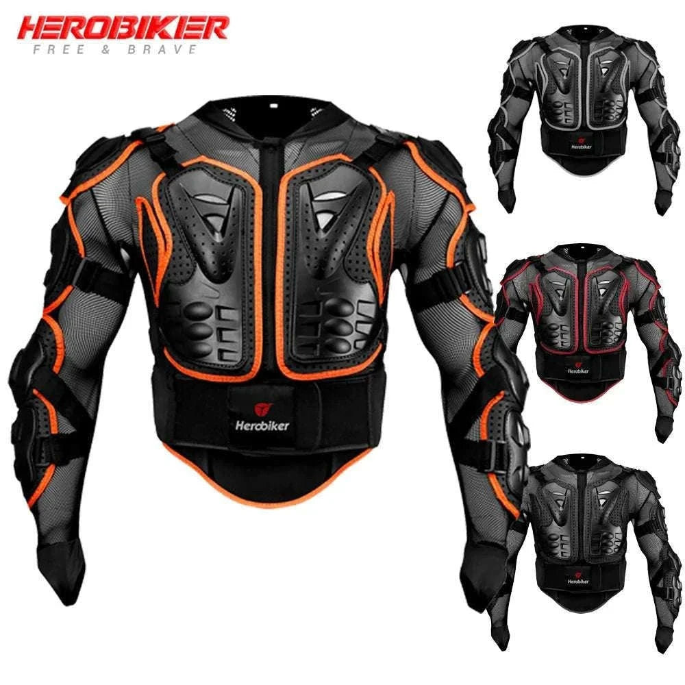 Motorcycle Full Body Armor Jacket with Spine Chest Protection-MC1001-Black / M