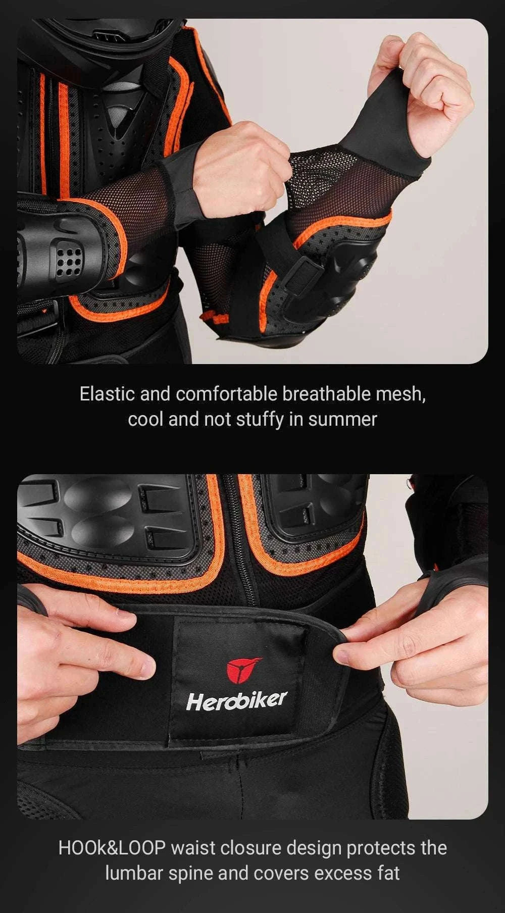 Motorcycle Full Body Armor Jacket with Spine Chest Protection-MC1001-Black / M