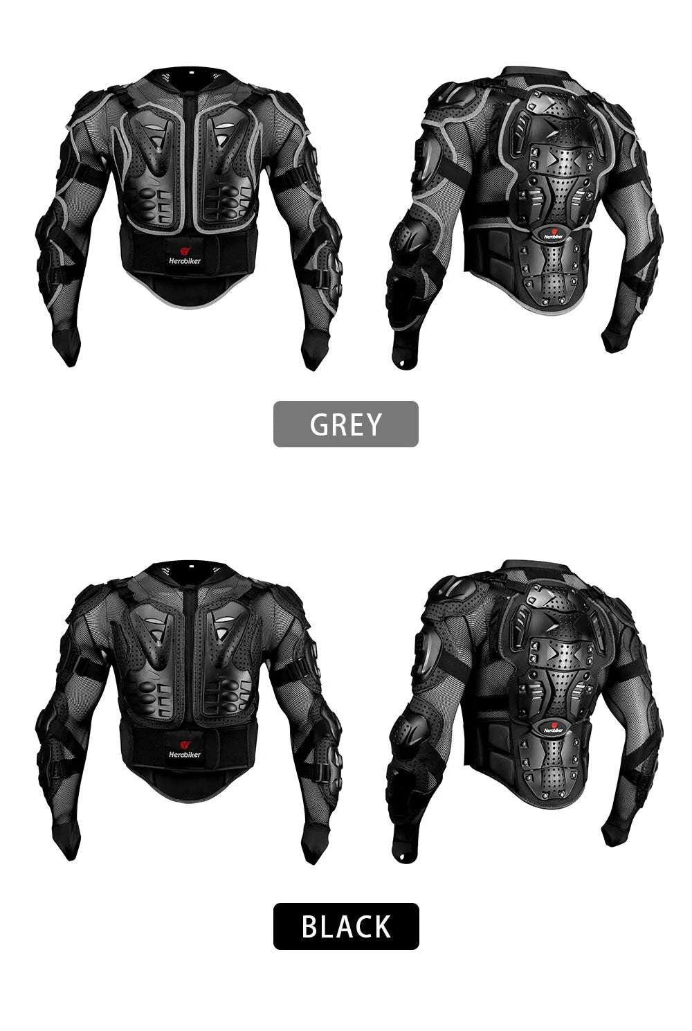 Motorcycle Full Body Armor Jacket with Spine Chest Protection-MC1001-Black / M