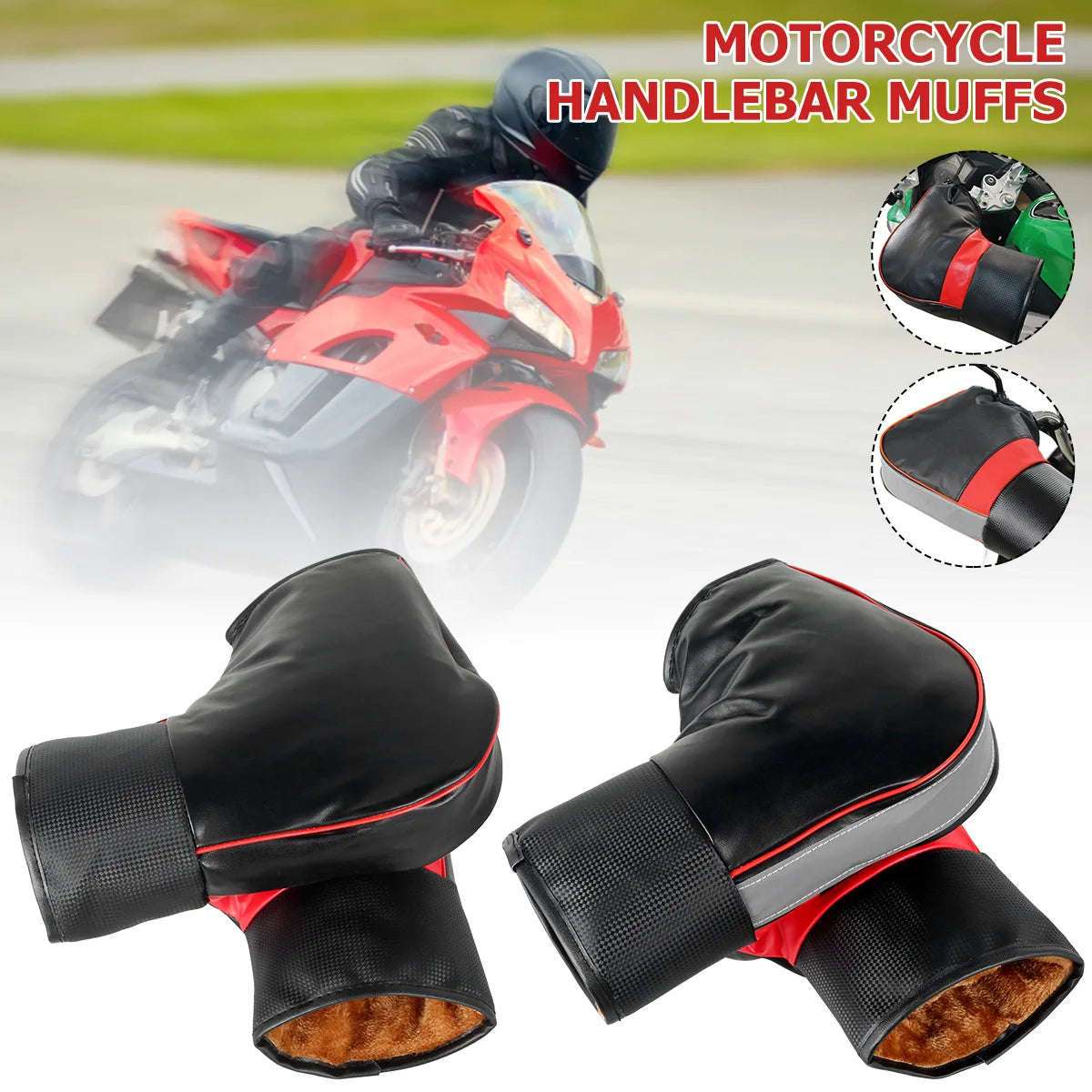 Motorcycle Handlebar Muffs for Warm Dry Winter Riding-Silver