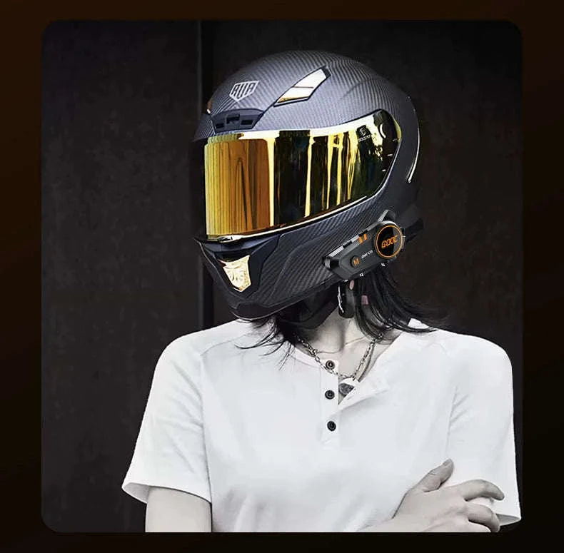 Motorcycle Helmet Bluetooth Headset with Deep Bass & Waterproof Design-hard Tube mic