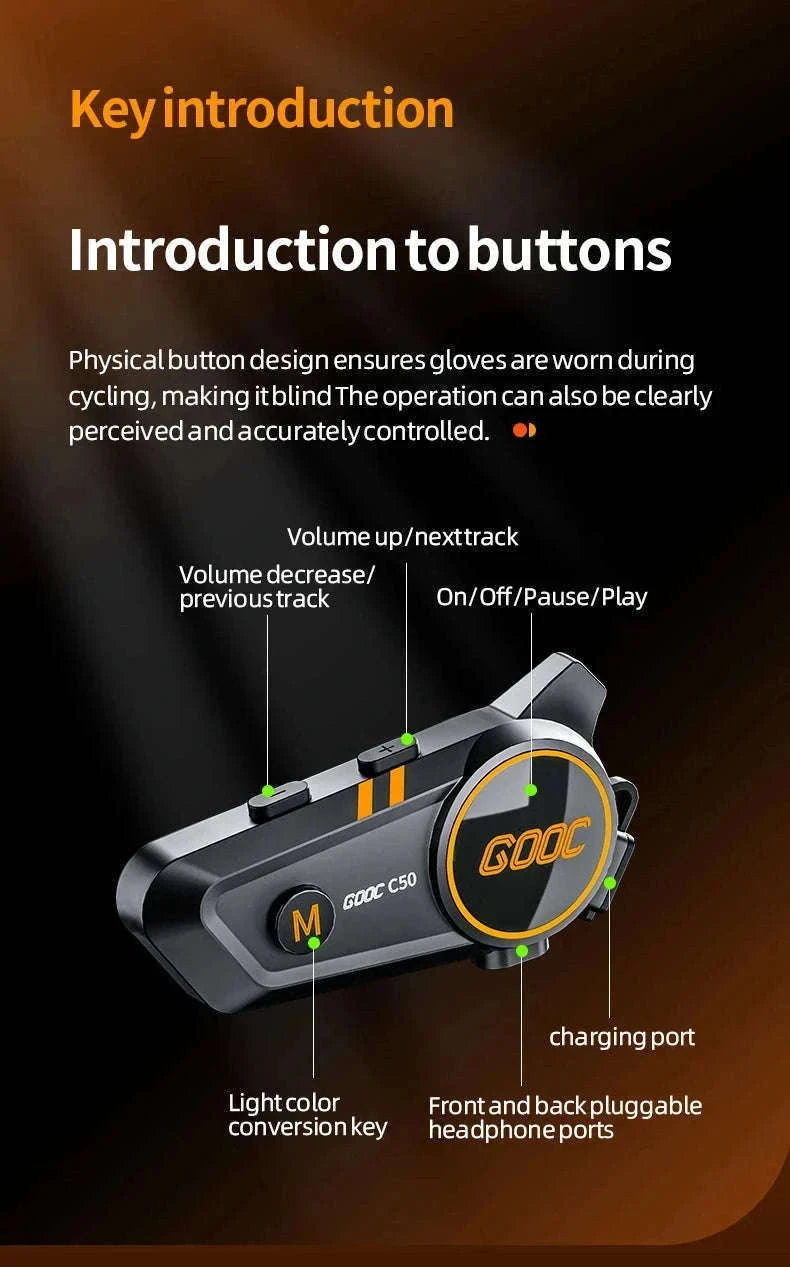 Motorcycle Helmet Bluetooth Headset with Deep Bass & Waterproof Design-hard Tube mic
