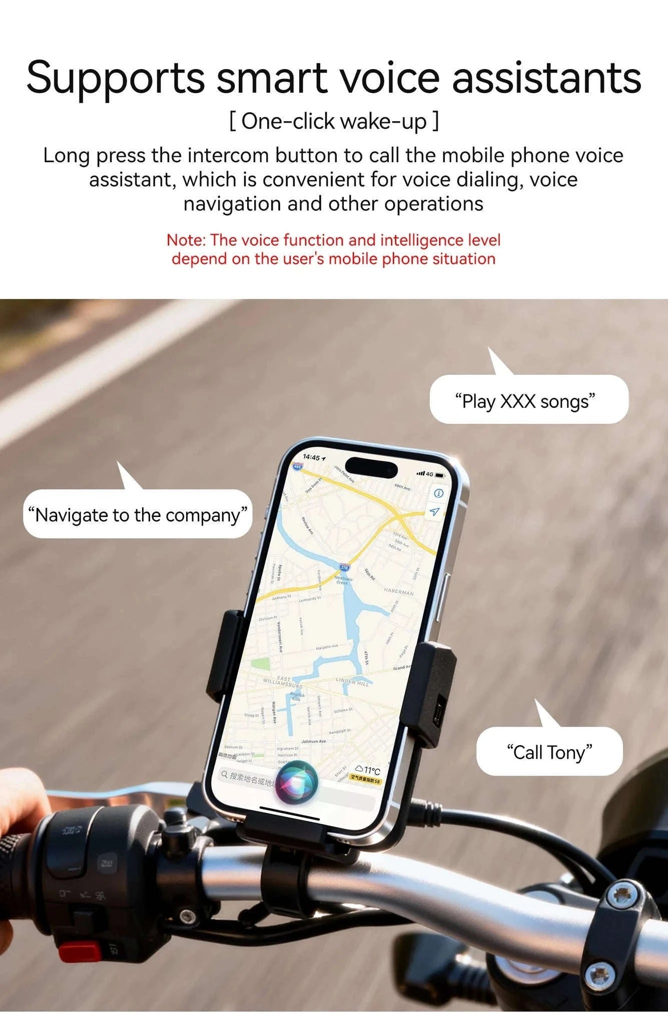 Motorcycle Helmet Bluetooth Headset with Intercom & Voice Control-R1