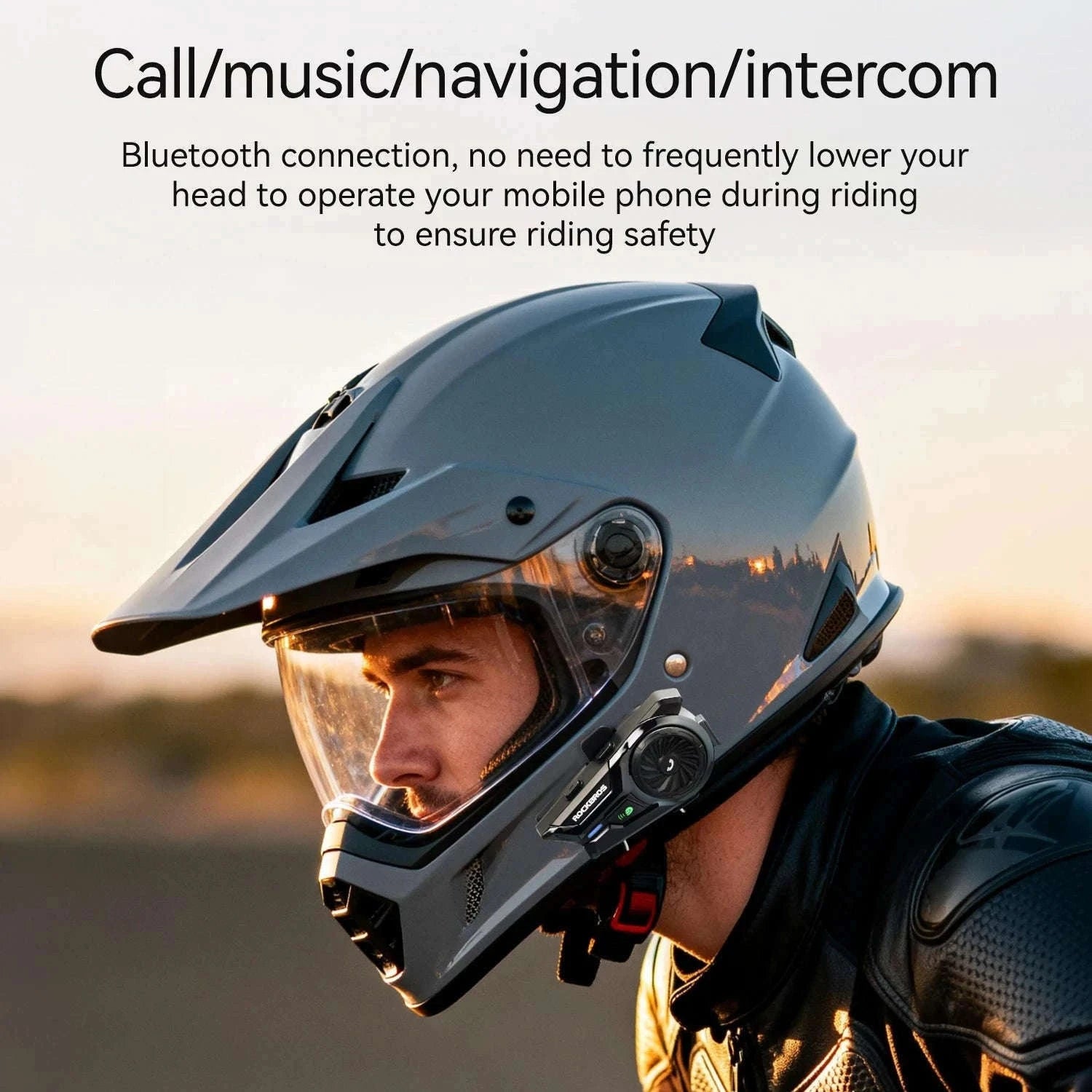 Motorcycle Helmet Bluetooth Headset with Intercom & Voice Control-R1