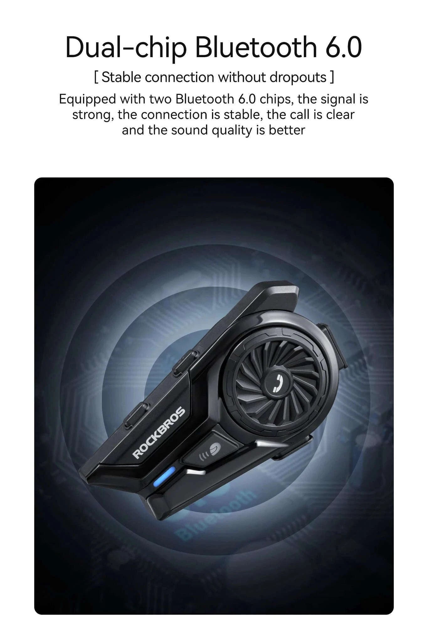 Motorcycle Helmet Bluetooth Headset with Intercom & Voice Control-R1