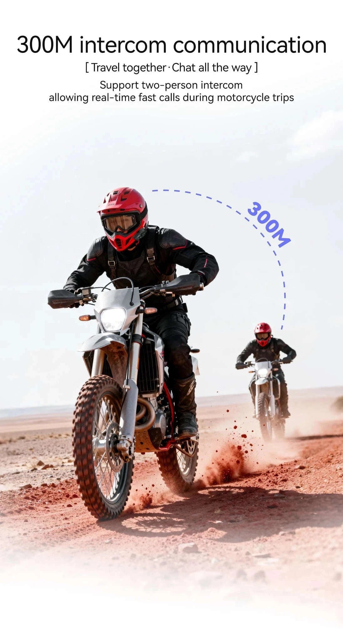 Motorcycle Helmet Bluetooth Headset with Intercom & Voice Control-R1