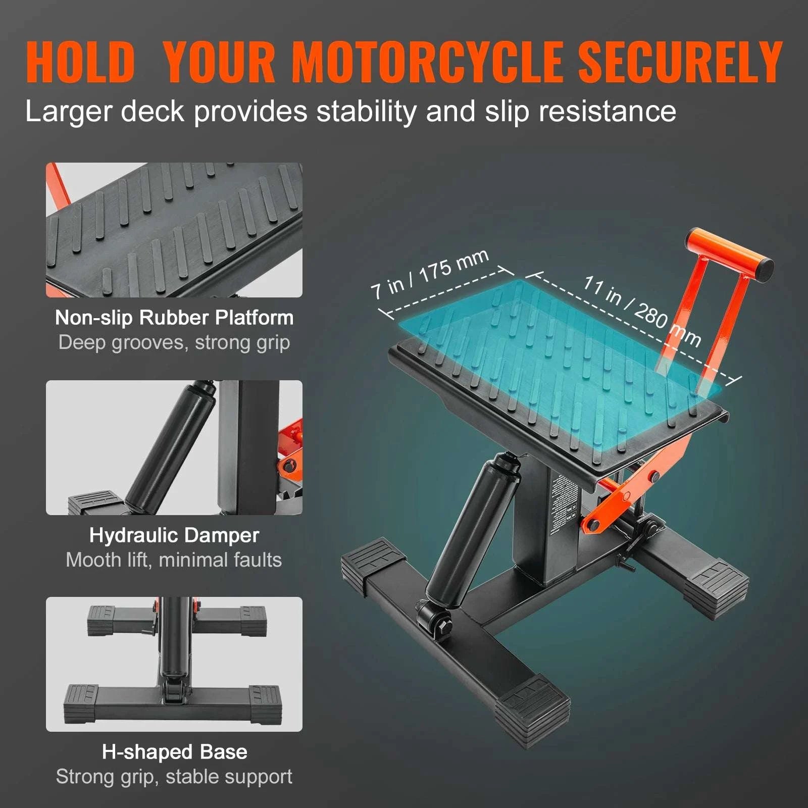 Motorcycle Jack Lift Stand 440lb Hydraulic Dirt Bike Hoist-440 lbs / 8 inch / United States