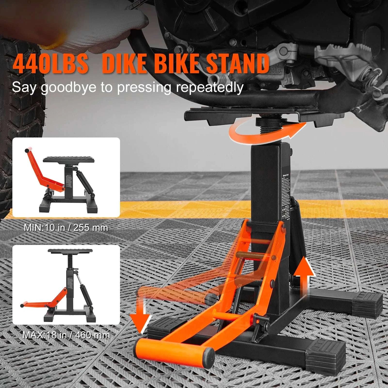 Motorcycle Jack Lift Stand 440lb Hydraulic Dirt Bike Hoist-440 lbs / 8 inch / United States
