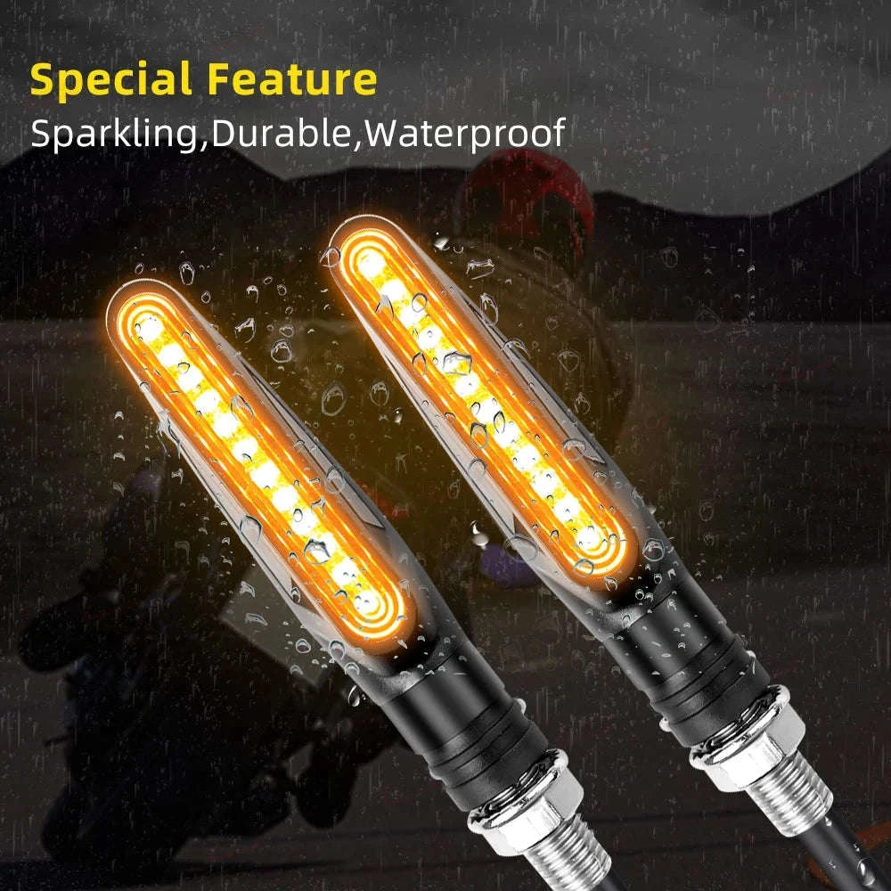 Motorcycle LED Turn Signal & Brake Light Kit-2PCS Flowing Yellow