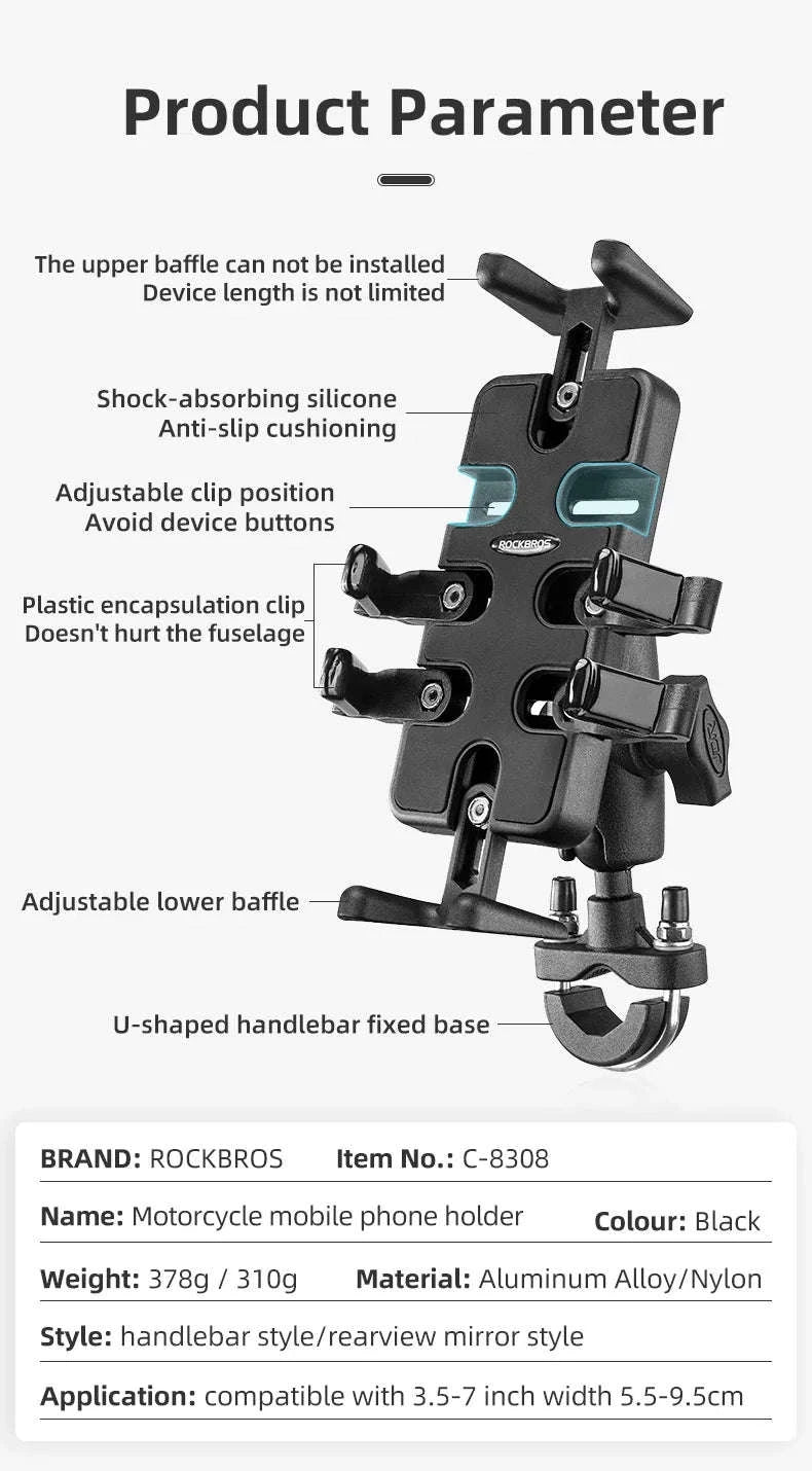 Motorcycle Phone Holder with Shock Absorption-25210011001