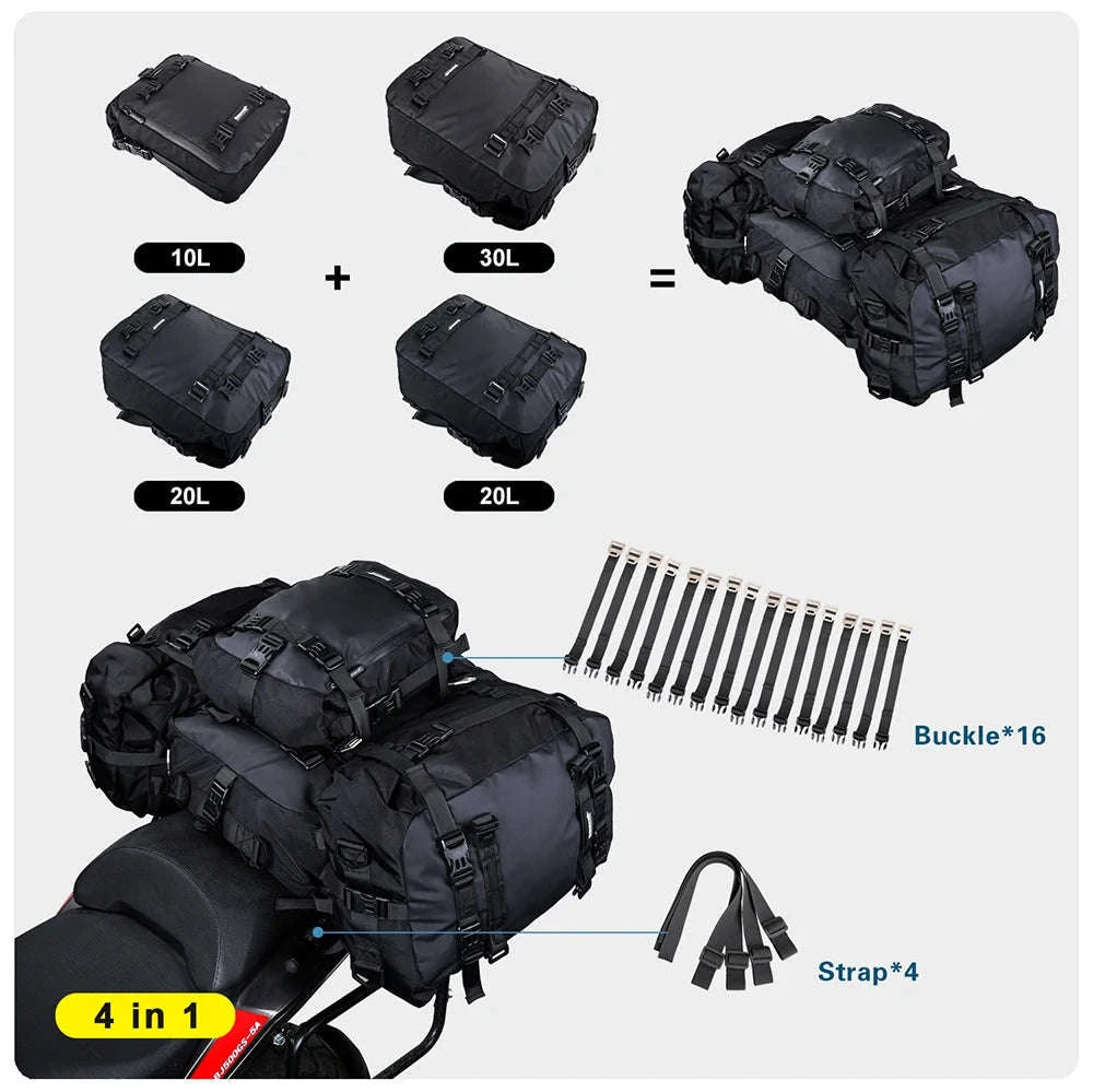 Motorcycle Rear Seat Bag Waterproof Luggage Pack-Black 10L / france
