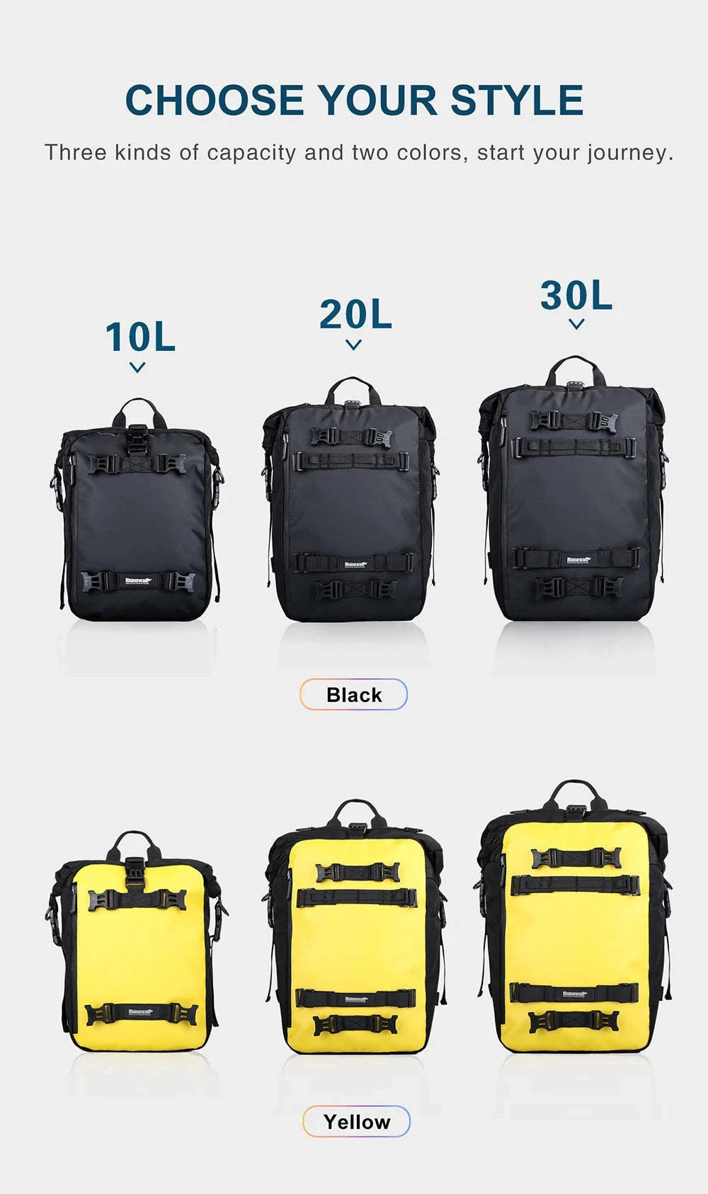Motorcycle Rear Seat Bag Waterproof Luggage Pack-Black 10L / france