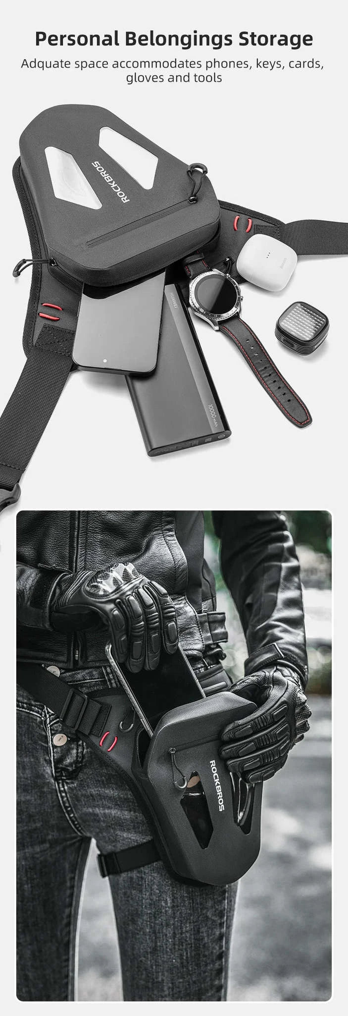 Motorcycle Reflective Leg Bag Adjustable Waist & Crossbody Pack-AS-081-1