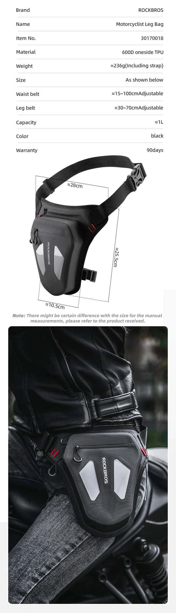 Motorcycle Reflective Leg Bag Adjustable Waist & Crossbody Pack-AS-081-1