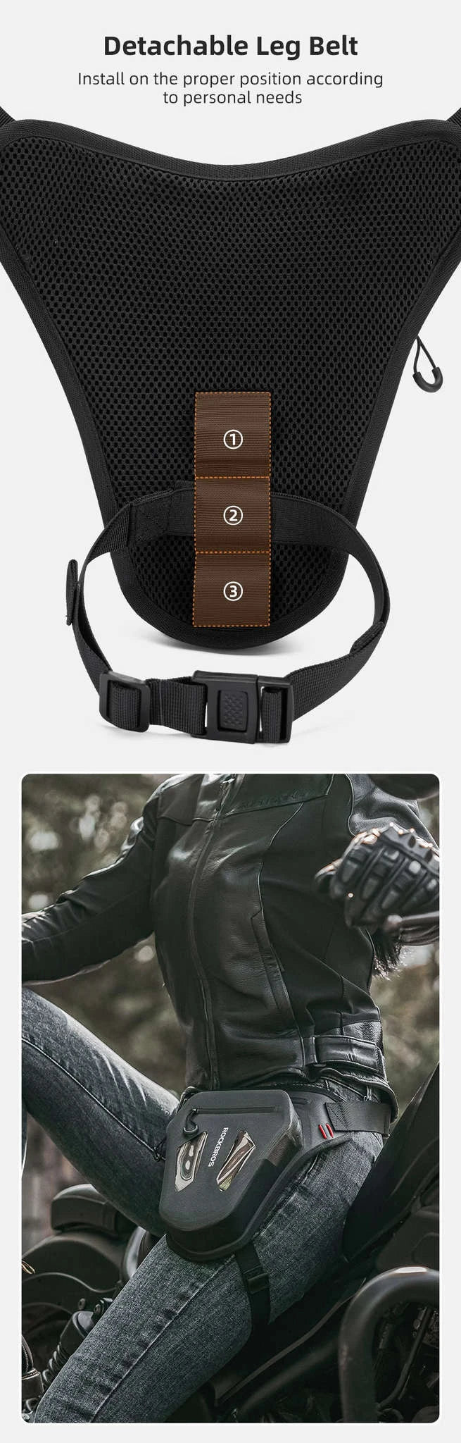 Motorcycle Reflective Leg Bag Adjustable Waist & Crossbody Pack-AS-081-1