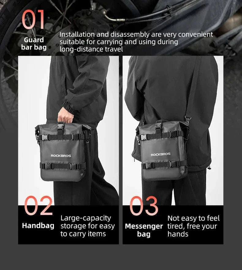 Motorcycle Saddle Bag 5L Waterproof Crash Bar Storage Pack-AS-095-1(5-7L)