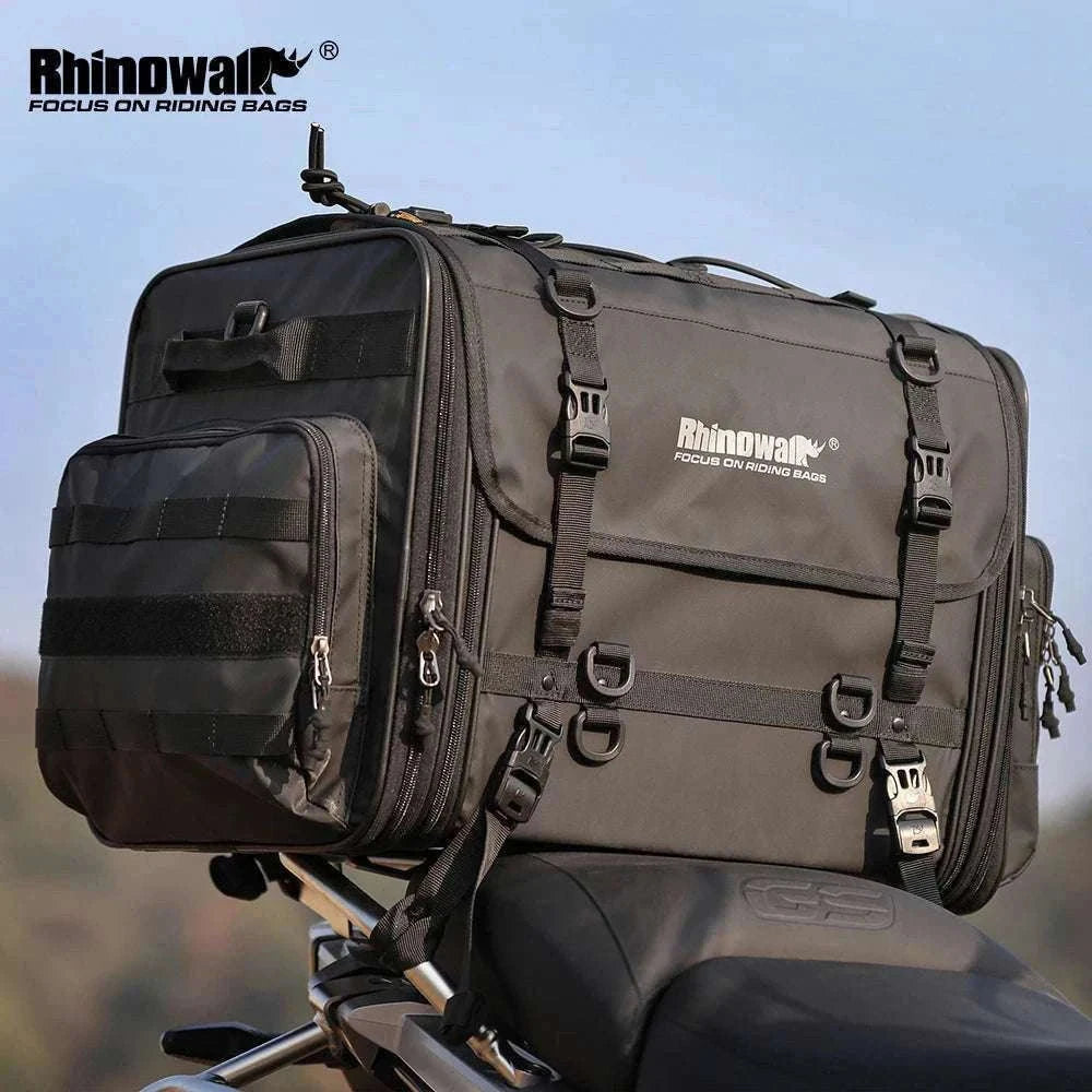 Motorcycle Tail Bag Expandable Luggage 19L–80L Rack Trunk Storage-M 19L-26L Black