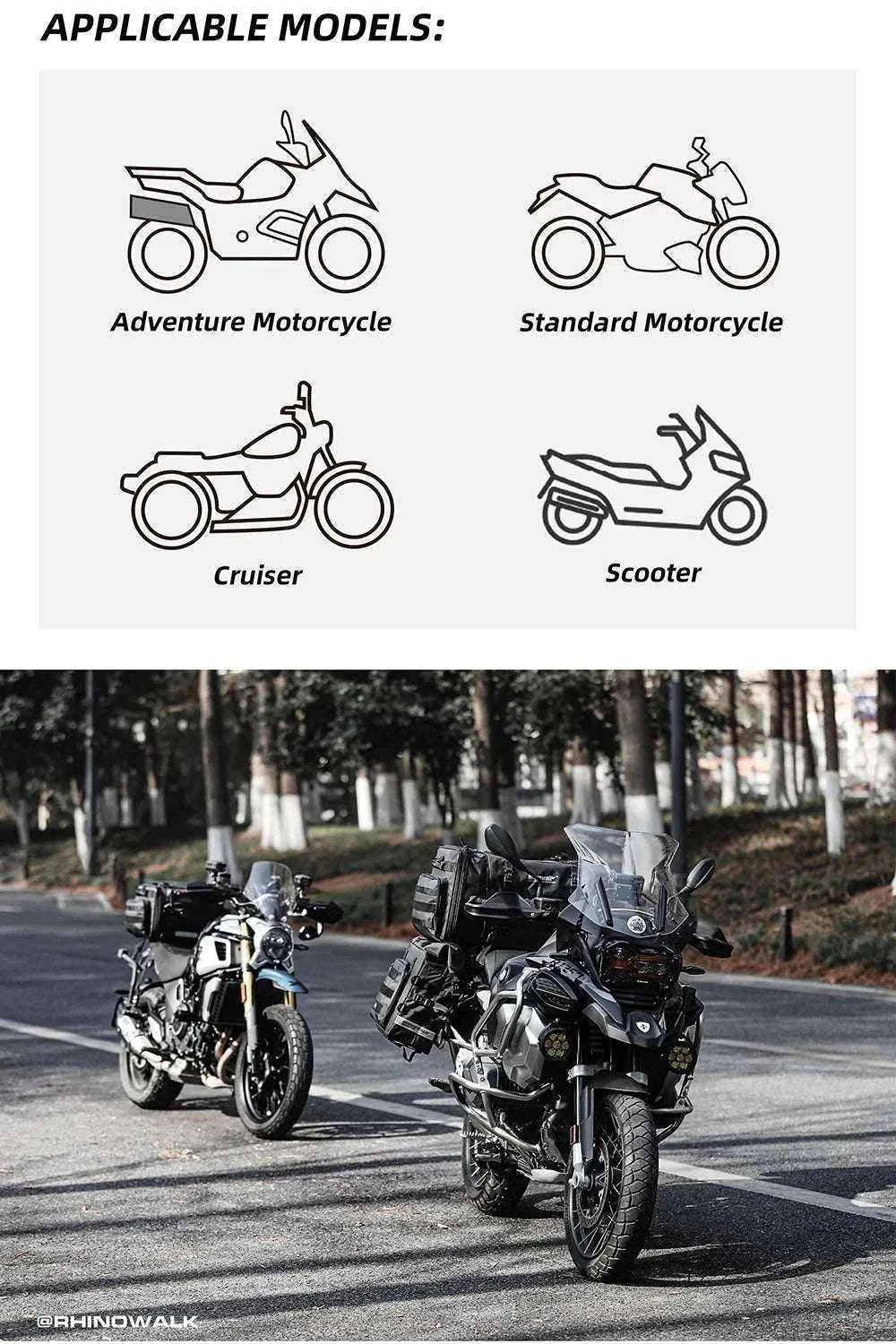 Motorcycle Tail Bag Expandable Luggage 19L–80L Rack Trunk Storage-M 19L-26L Black