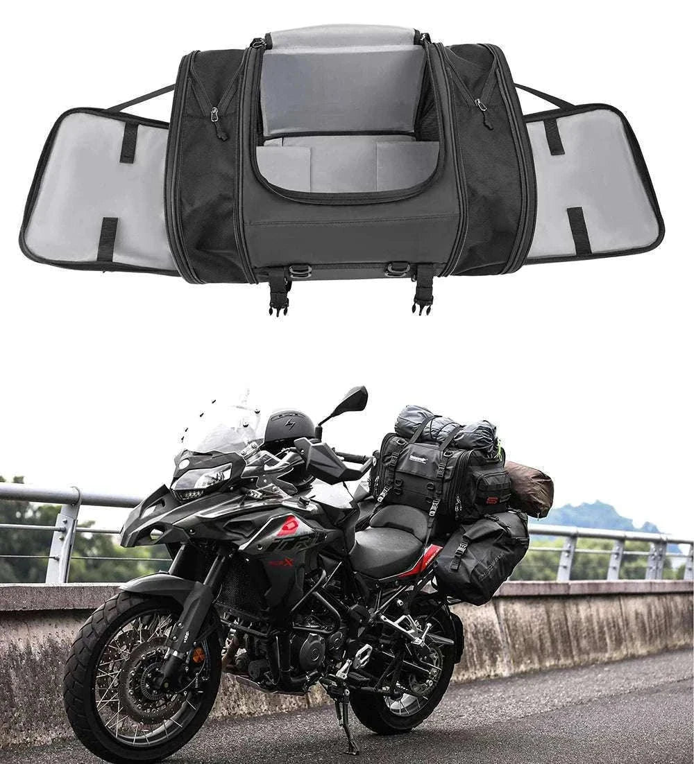 Motorcycle Tail Bag Expandable Luggage 19L–80L Rack Trunk Storage-M 19L-26L Black
