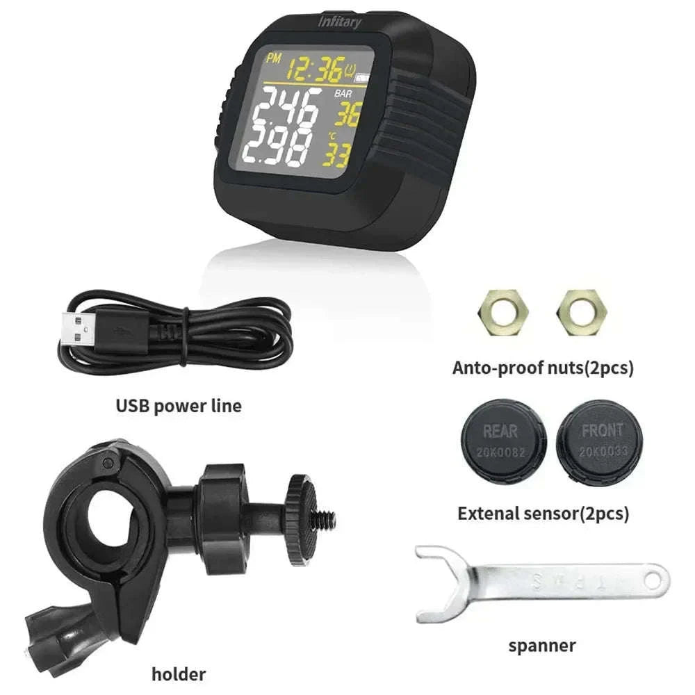 Motorcycle Tire Pressure Monitor-Black