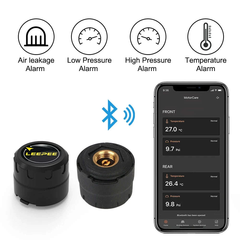 Motorcycle TPMS Bluetooth Tire Pressure Monitoring System-Portable